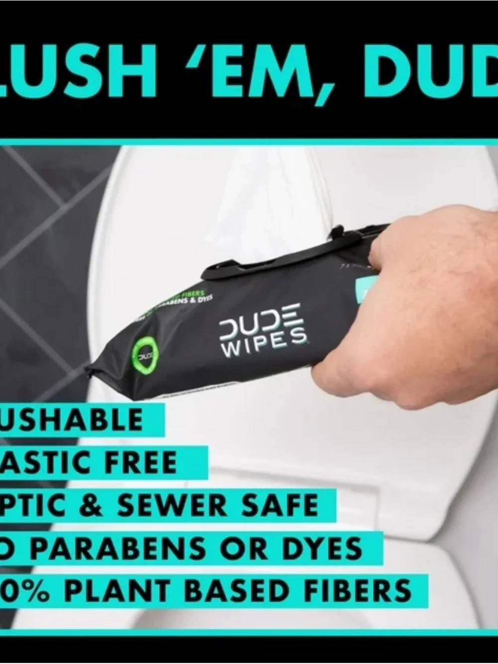 DUDE Wipes Flushable Wipes, XL Wet Wipes for At Home Use, Mint Chill, 240 Count